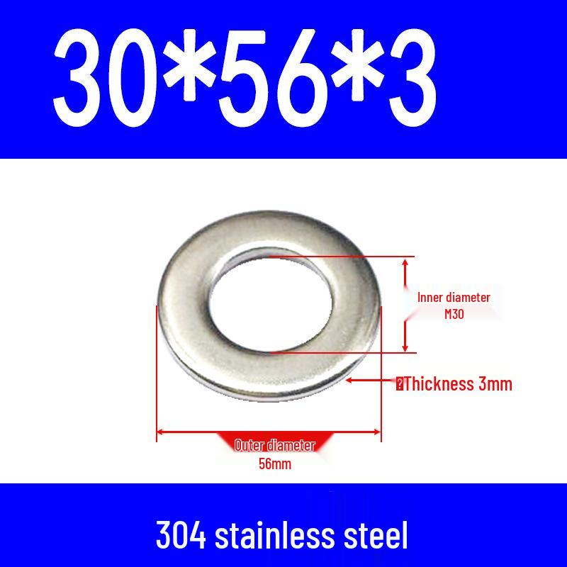 304 Stainless Steel Flat Gasket Washer, Metal Spacer for M2-M20.