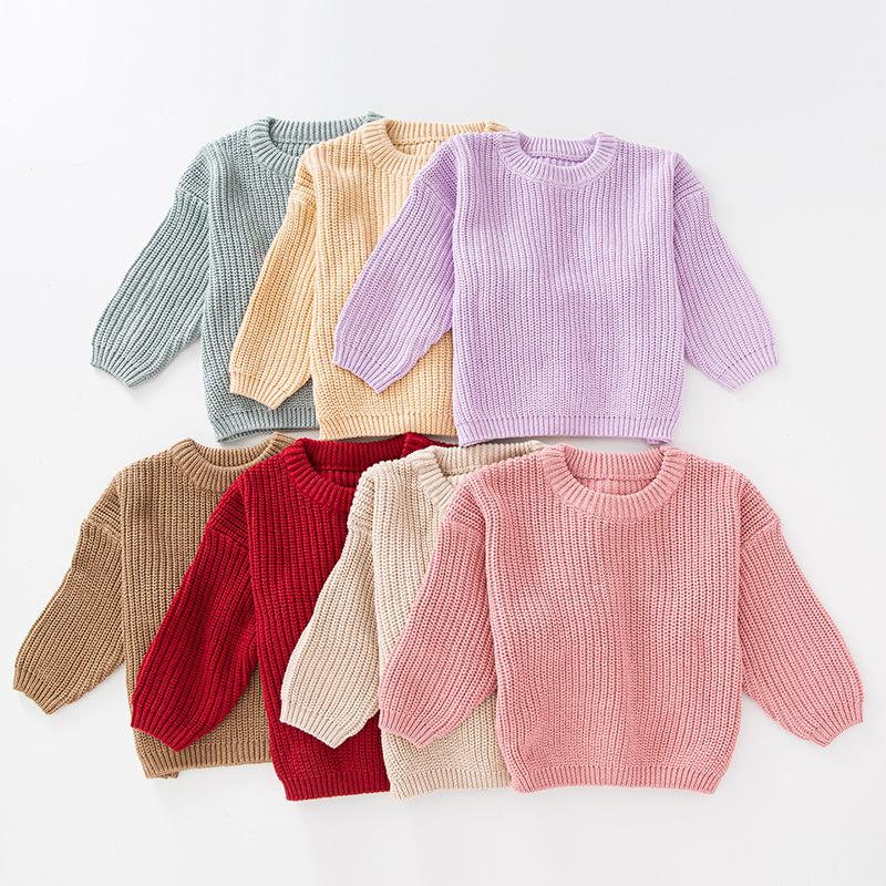 Trendy European & American Girls' Solid Color Knit Sweater - Children's Fashion
