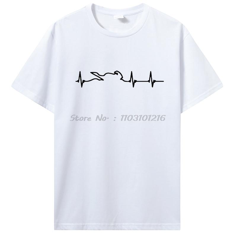 Heart Electrocardiogram Of Motorcycle Race Players T-shirt Summer Funny Cotton Male Oversized Tshirt Men's Clothing Tops