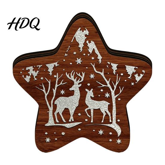Christmas Gift for Kids 3D Wooden LED Night Light Hollow Carved Tabletop Decor Holiday Decoration with Warm Glow Festive Home And Office Light Lamp