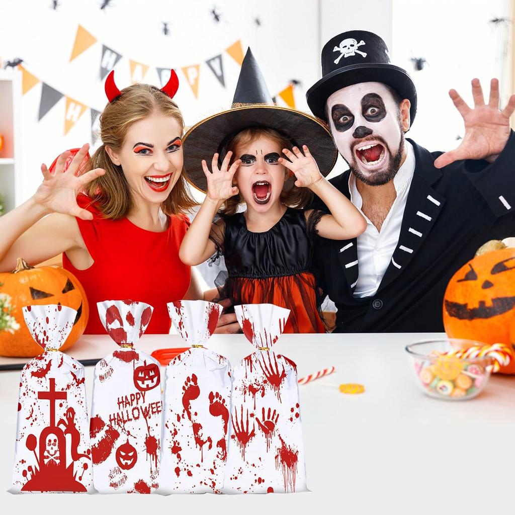 Festive Halloween Candy Bags Reusable Spooky Themed Treat Bags for Kids Party Cookie Snack Packaging Decorative Party Supplies