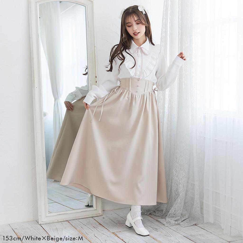 Dear My a ruffled shirt blouse for available in white and Love, classic, elegant, women, black. Yumetenbo.