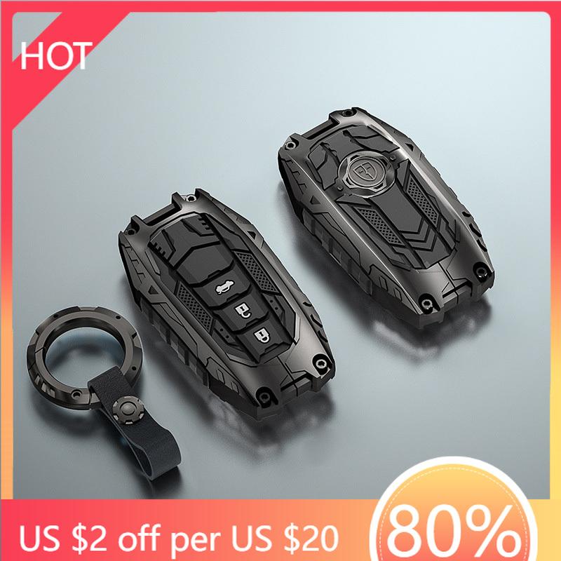 Styling Mouldings Zinc Alloy Car Key Case Cover For Toyota Corolla Prius Camry V70 C-HR RAV4 Hybrid Highlander Altis Land Cruise