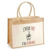 Beach Bag - PLANETEE - Jute with Pocket Unemployment I Can't - Cotton - Multicolored - 43x33 Cm