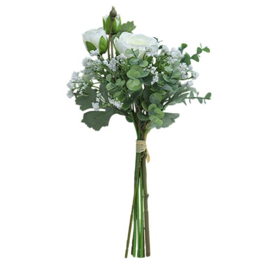 Gemischte Sträuße Künstlicher Blumenstrauß Kunstblumen Schleierkraut Rosenblüten mit Stielen Realistischer Schleierkrautstrauß für Hochzeitsmittelstück Brautparty