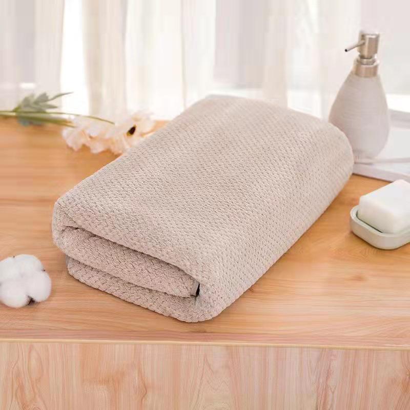Coral Fleece Quick-Dry Pineapple Grid Beach & Bath Towel Set for Couples Cut Edge Towel 35*75
