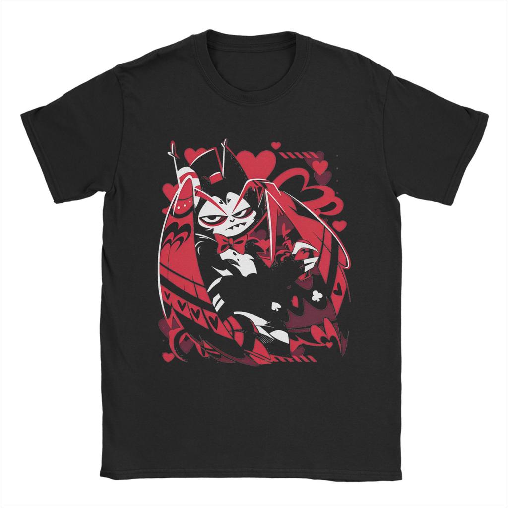 Retro Alastor Anime T-Shirt Für Männer Frauen Rundhals Kurzarm Oberteile Hazbins Hotels 100% Baumwolle Sommer Oberteil T-Shirt