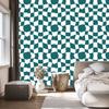 Wallpaper Casual Checkerboard Turquoise, White and Light Gray 50x1000