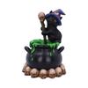 Spook - Witch's Familiar Black Cat Figurine and Bubbling Cauldron 12cm