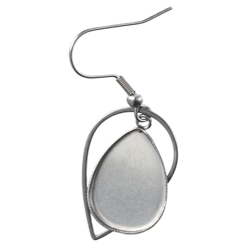 20 Pieces Teardrop Cabochon Earring Setting Tray Stainless Steel Earring Blanks Oval Cabochon Blank For DIY Jewelry Bezel Finding