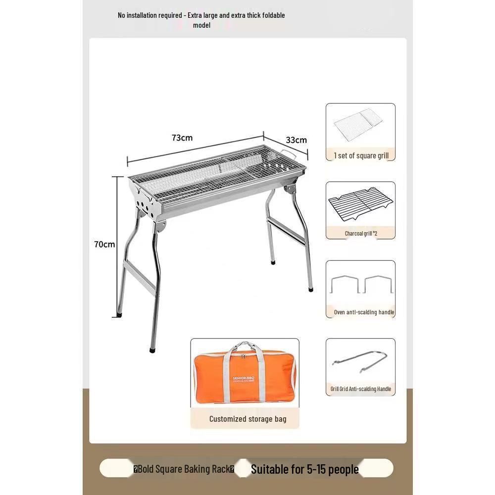 Portable Outdoor Folding Charcoal Barbecue Grill Rack