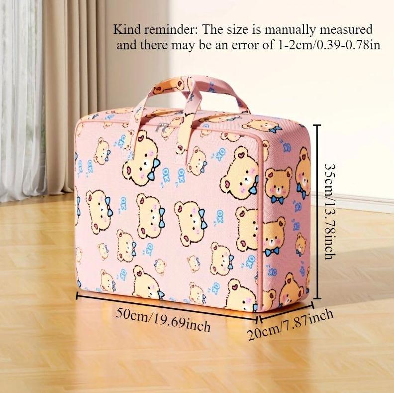 1pc Cute Pattern Storage Bag, Portable Bag with Handles, Moving Home Bedroom Clothing Storage Bag, Home Organization and Storage