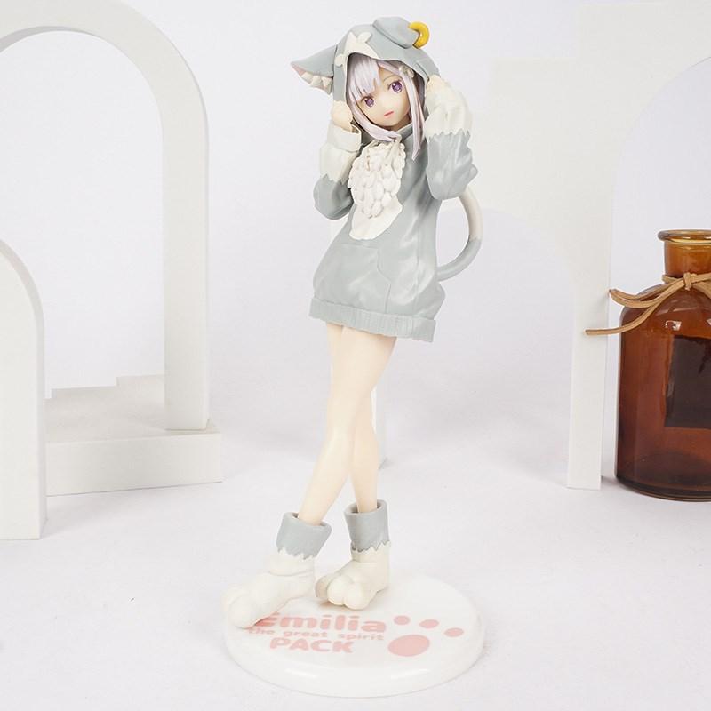 18CM Anime Rem Emilia Cat RE: Zero Starting Life In Another World Figure Different Version Static Toys Japanese Dolls