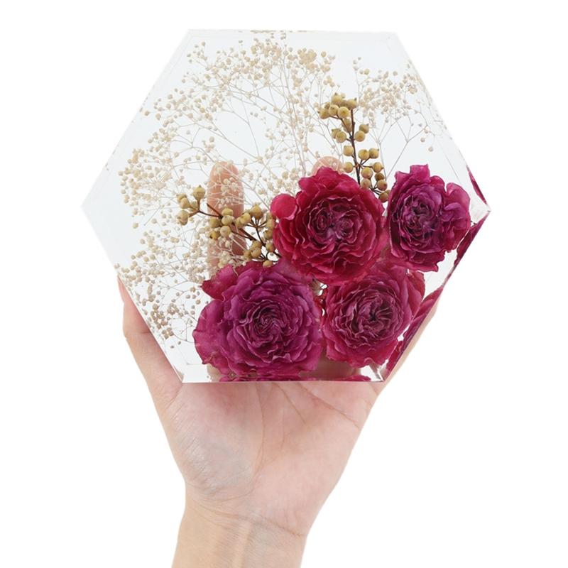 Groß Medium Klein Harzform Upgrade Sechseckige Silikonform zum Konservieren von Blumen DIY Hochzeits- Valentinstagsgeschenke