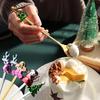 Cartoon Santa Claus Christmas Tree Coffee Dessert Spoon & Fork Gift Set