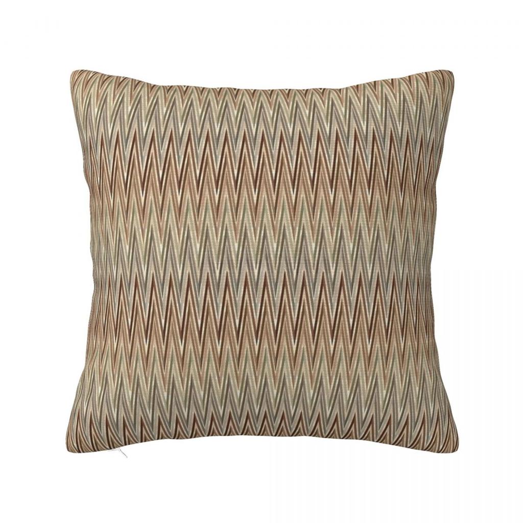 Earth Toned Waves Zigzag Pillowcase Polyester Cushion Cover Gift Wavy Throw Pillow Case Cover Home Zipper 40*40Cm