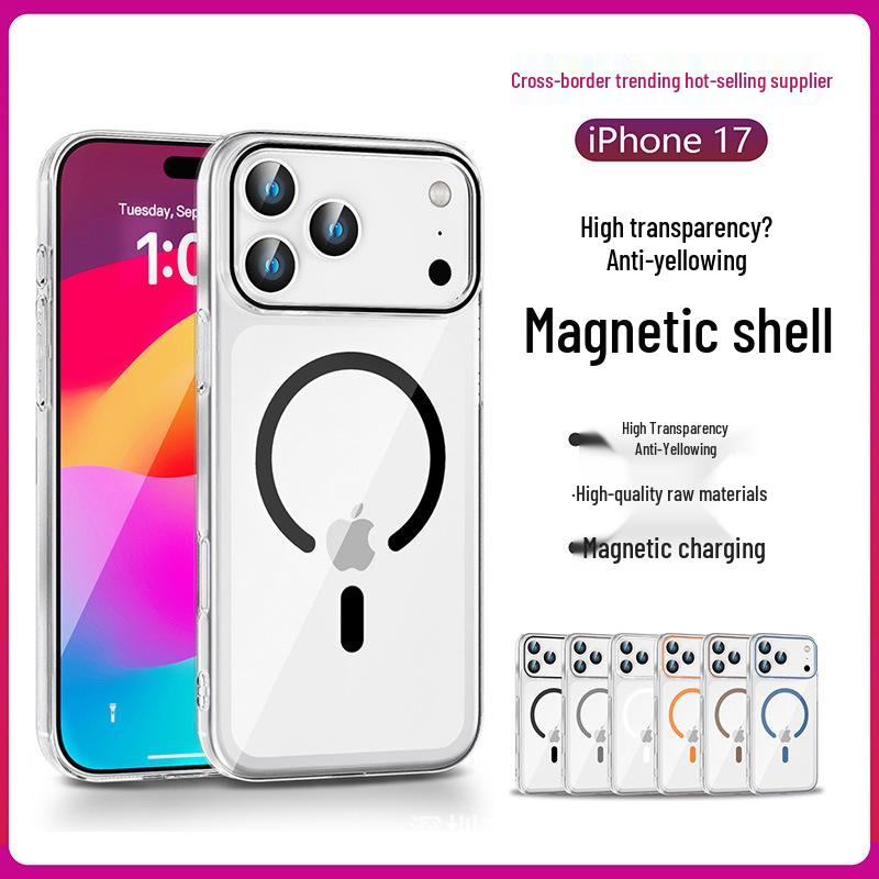 iPhone 17 Pro Max Magnetic Hard Shell Transparent Case with Large Camera Hole
