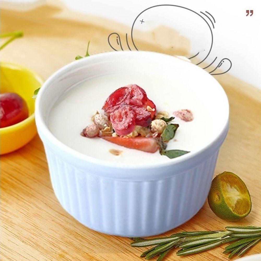 4Pcs Colorful Souffle Cups Oven Safe Fluted Porcelain Bowls Creme Brulee Dishes  Desserts