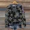 Women's Christmas Printed Casual Fashion Long Sleeve Round Neck Pullover Top