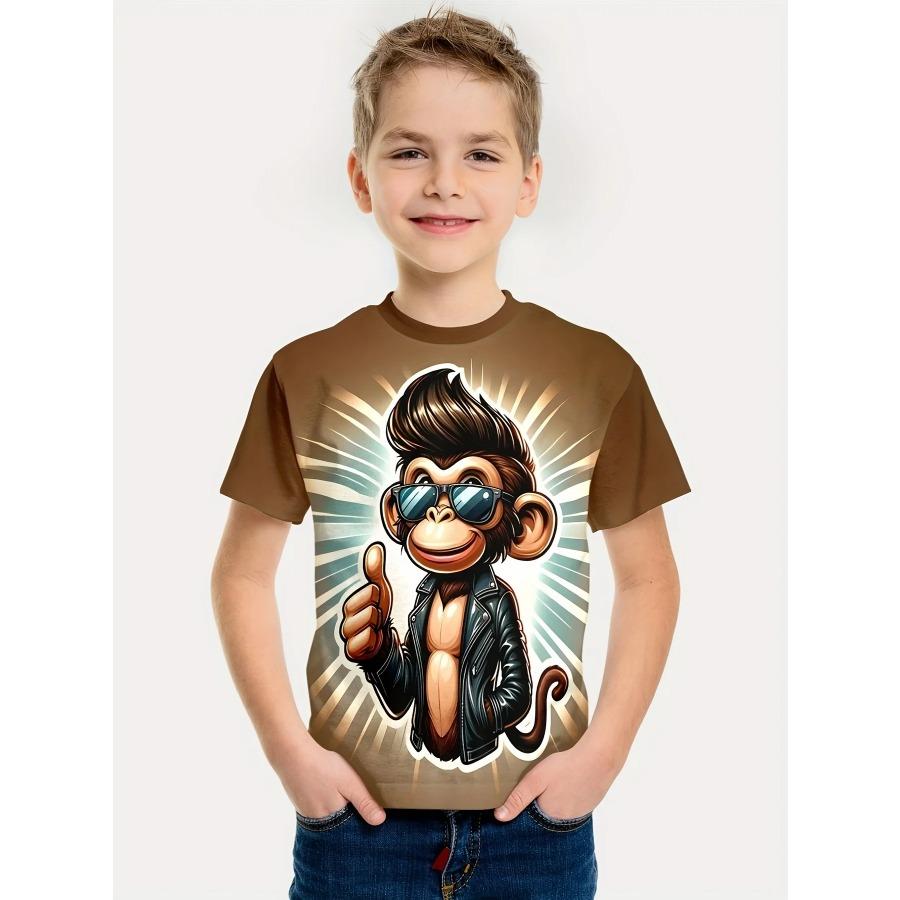 

Интересный 3D-принт с животными для мальчиков, креативная футболка, повседневные детские топы с коротким рукавом, футболка, одежда для мальчиков и девочек, летняя одежда 150