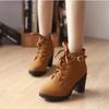 New Women Pumps Boots High Quality Lace-up European Ladies Shoes PU High Heels Boots