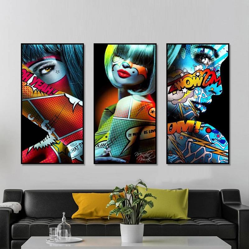 Graffiti Cool Girl Wall Art Poster Sexy Woman Abstract Trendy Mural Modern Home Decor Canvas Painting Pictures Print Decorations