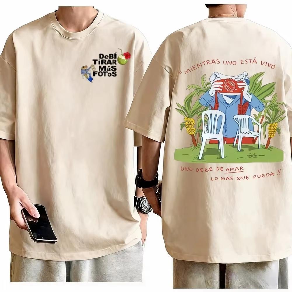 2026 Summer Fashion Rapper Bad Bunny Tshirt Debi Tirar Mas Fotos DTMF World Tour Tees Unisex Gothic Dark Hip Hop Streetwear Top