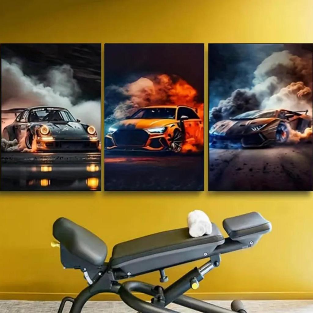 Cross-border Sports Car Sofa Wall Mural: Oil Canvas with Pine Wood Frame for Living Room or Bedroom