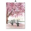 Paris Cherry Blossoms Rose Pavilion Bicycle Wall Art Canvas Painting Posters & Prints Hotel Cafe Pictures for Living Room Decor