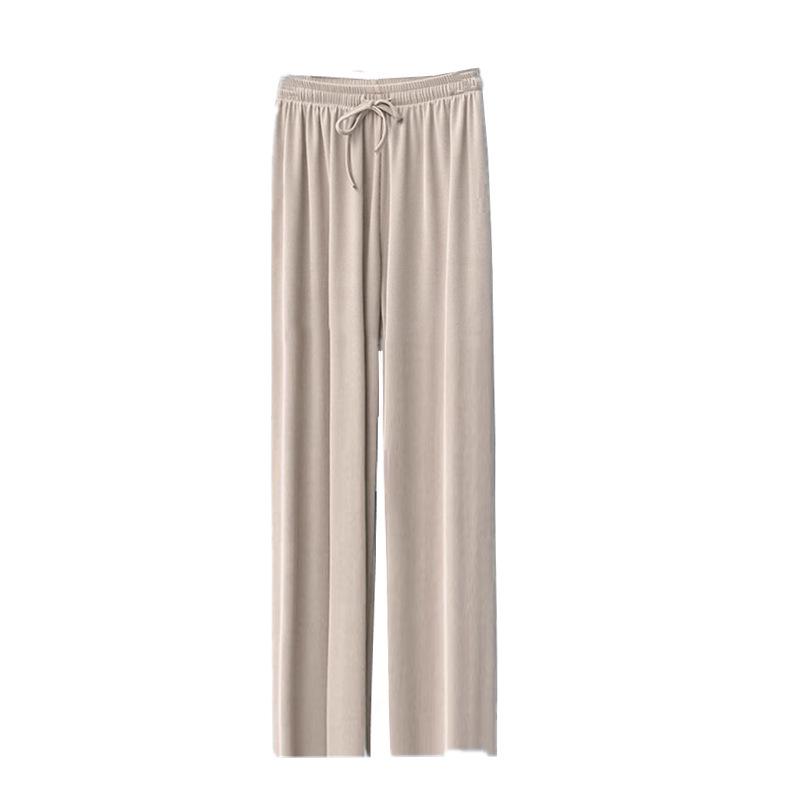 

Women s Summer Lightweight High-Waist Silk Pants - Versatile, Slimming, Straight-Leg, Loose-Fit Bestseller One Size (80-140 Jin) бежевый