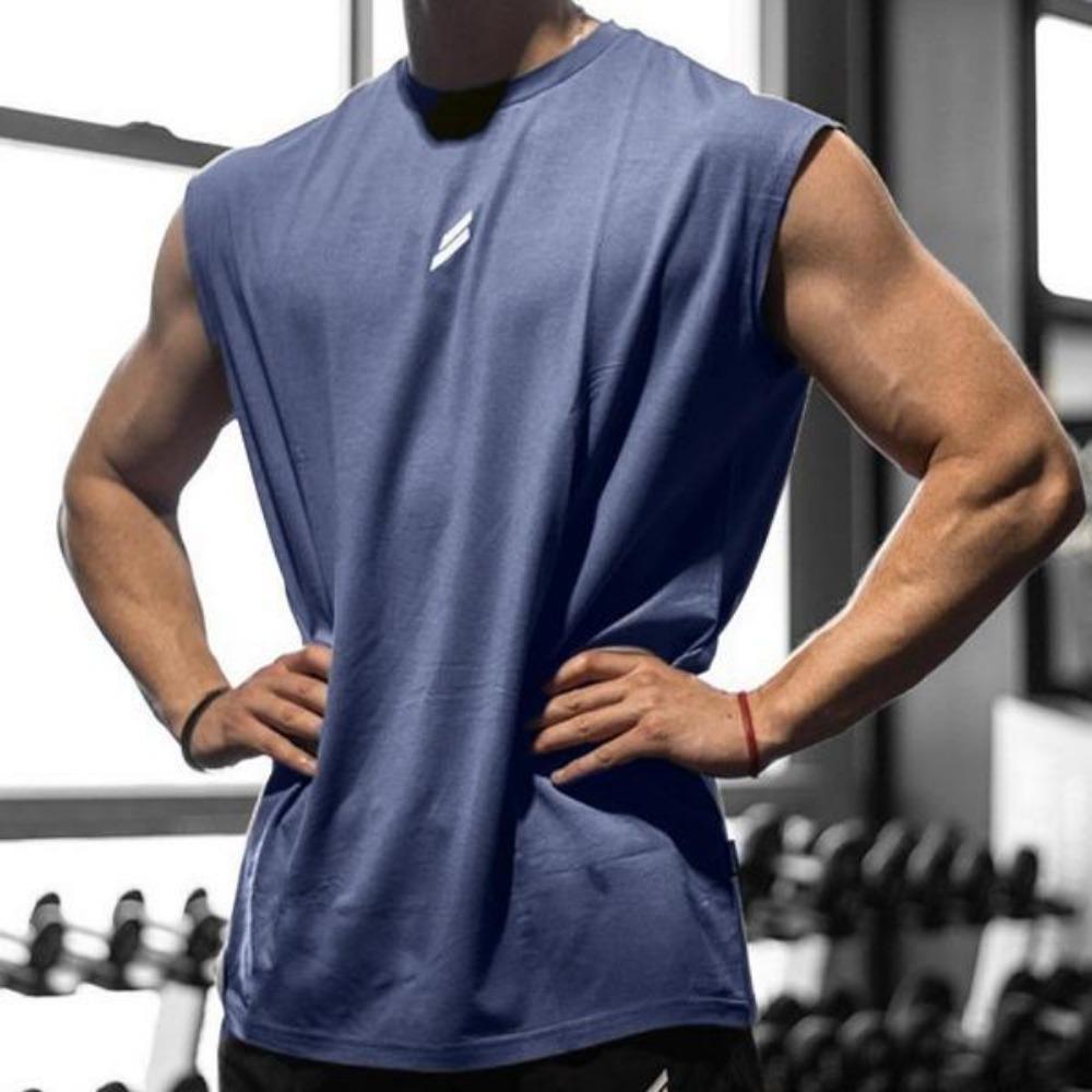 Men's Summer Round Neck Sleeveless T-shirt Pattern Slim fit Loose T-shirt Simple Casual Fashion Breathable T-shirt Gym Sports Sleeveless T-shirt