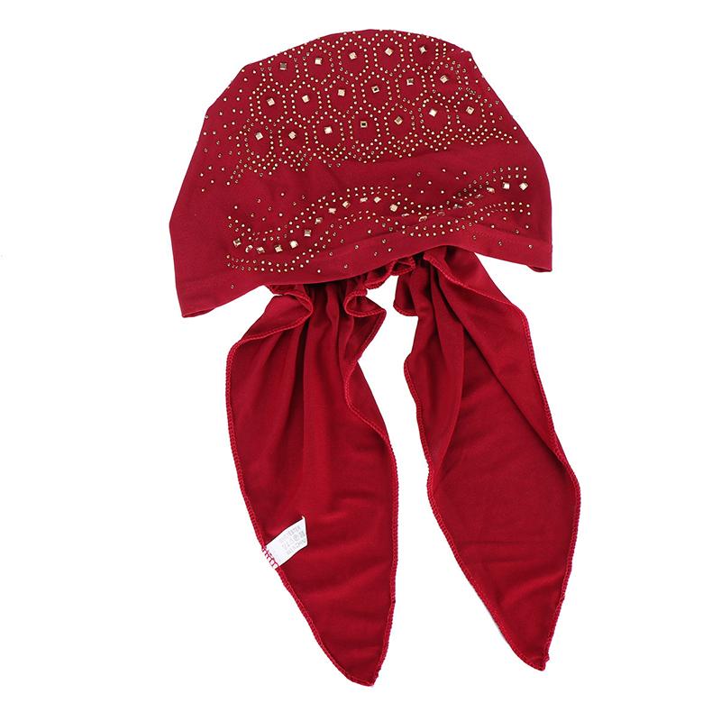 1Pc Chemo Cap Women's Muslim Headwrap Cover Hijab Headscarf Polyester Fiber Hair Loss Hat Turban