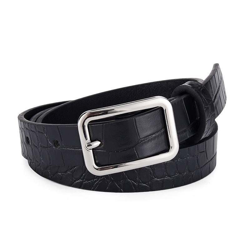 Belt Women'S Candy Color Crocodile Pattern Decorative Jeans Belt Simple Sun Buckle Casual Ladies Belt
