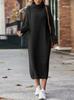 2023 Long Sweater Skirt Over Knee Loose High Neck Knitted Dress Women's Bottom Dress