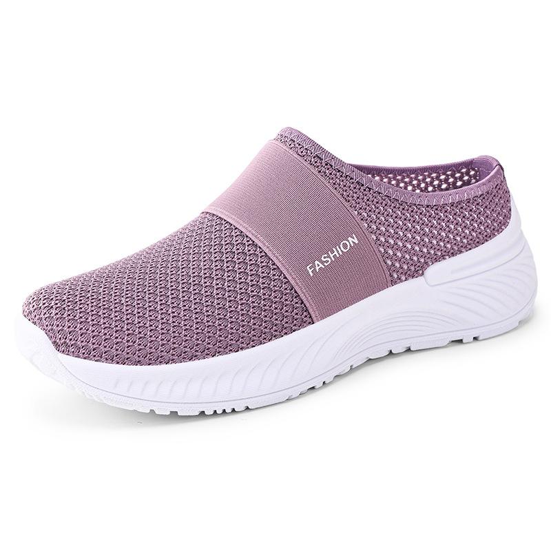 Women's Shoes Toe Caps Semi-flat Shoes Breathable Casual Shoes Slippers Single Shoes