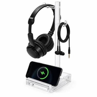 BBEST Multifunkční stojan na sluchátka Smartphone Akrylový průhledný úložný prostor pro sluchátka Stojan na uložení kabelů sluchátek, Průhledný, Odolný, Stylový, Věšák,