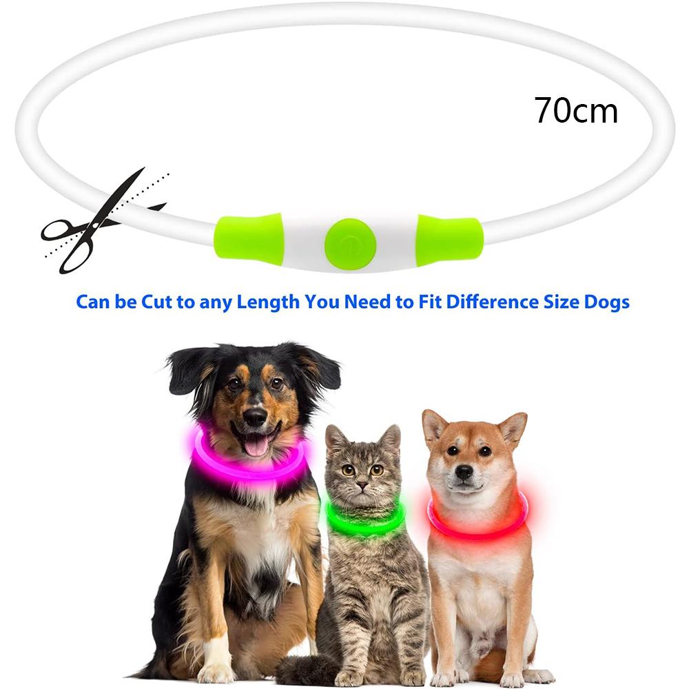 70cm USB Rechargeable LED Dog Collar for Small Medium Large Dogs