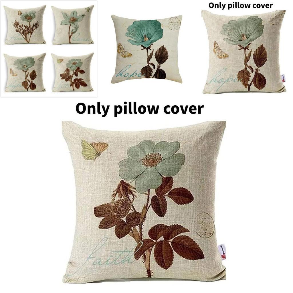 Nature Inspired Pillowcase With Flowers And Green Leaves For Home Decor And Couch Cushion
