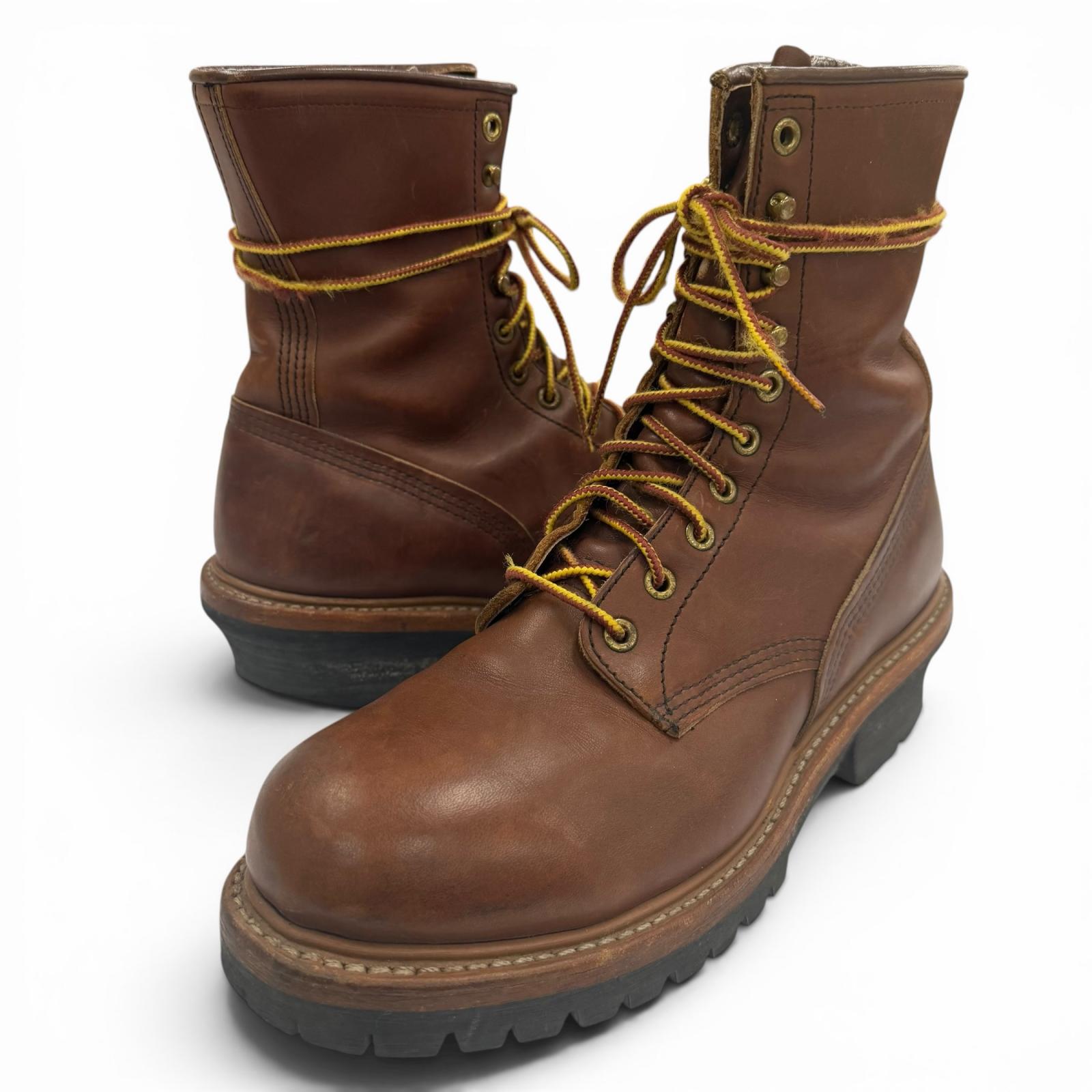 Very Good RED WING boots STEEL TOE Brown leather mens 8.5 4418 Used