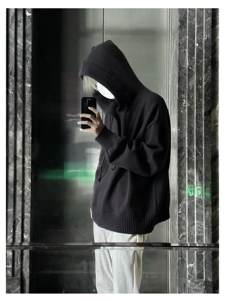 Men's 2024 Autumn/Winter Loose Trend Pique Knit Hoodie Sweater