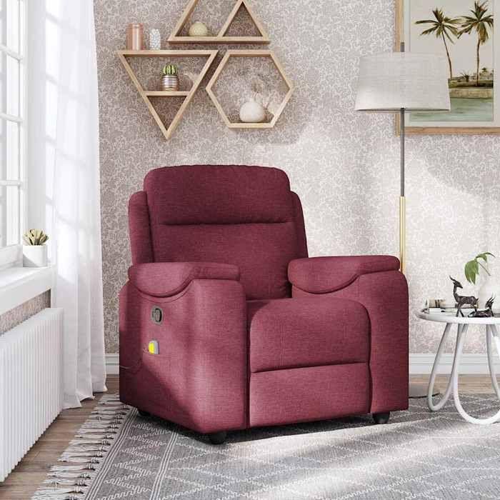 VidaXL Fauteuil de massage inclinable Rouge bordeaux Tissu, fauteuil de massage, fauteuil, fauteuil canapé, fauteuil de 4015693