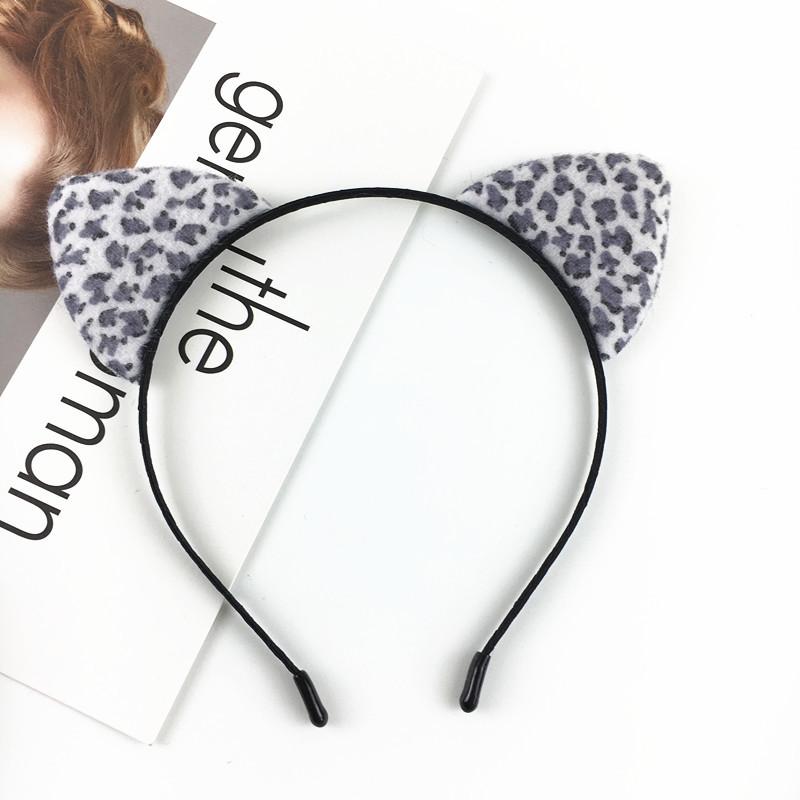 Korean Cute Leopard Print Cat Ear Hair Accessories Sweet Super Adorable Cartoon Headband Trendy Hair Clip for Selfie