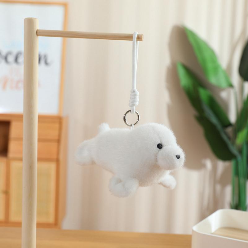 10/18cm Marine Animal Plush Pendant Stuffed Purple Dolphin Killer Whale Shark Seal Keyring with Loop Small Plushie for Bag Gift