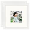 Set of 2 Wooden Square Photo Frames, 20x20mm, Wall-Mounted or Tabletop Use, with Matte Paper, White, Gift