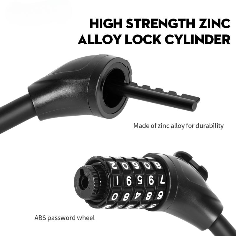 Mountain Bike Lock Electric Stainless Steel Password Fixed Portable Anti Theft Steel Wire Chain Lock Bike Accessories