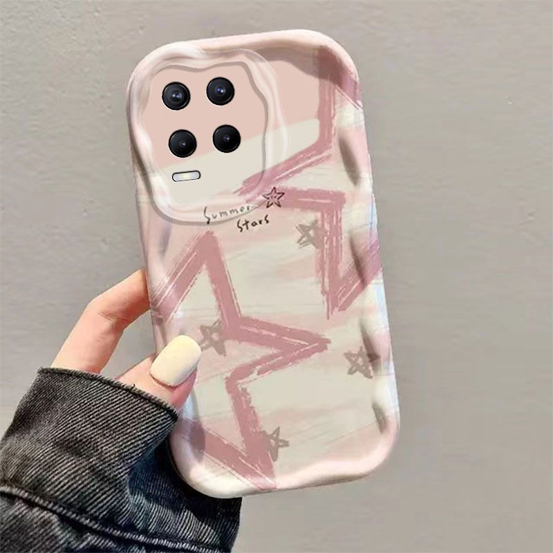 OPPOrealme8 Mobile Phone Case Pink Star Advanced All-inclusive Anti-drop Real Me 8Pro Ultra-thin Protective Case Soft Case