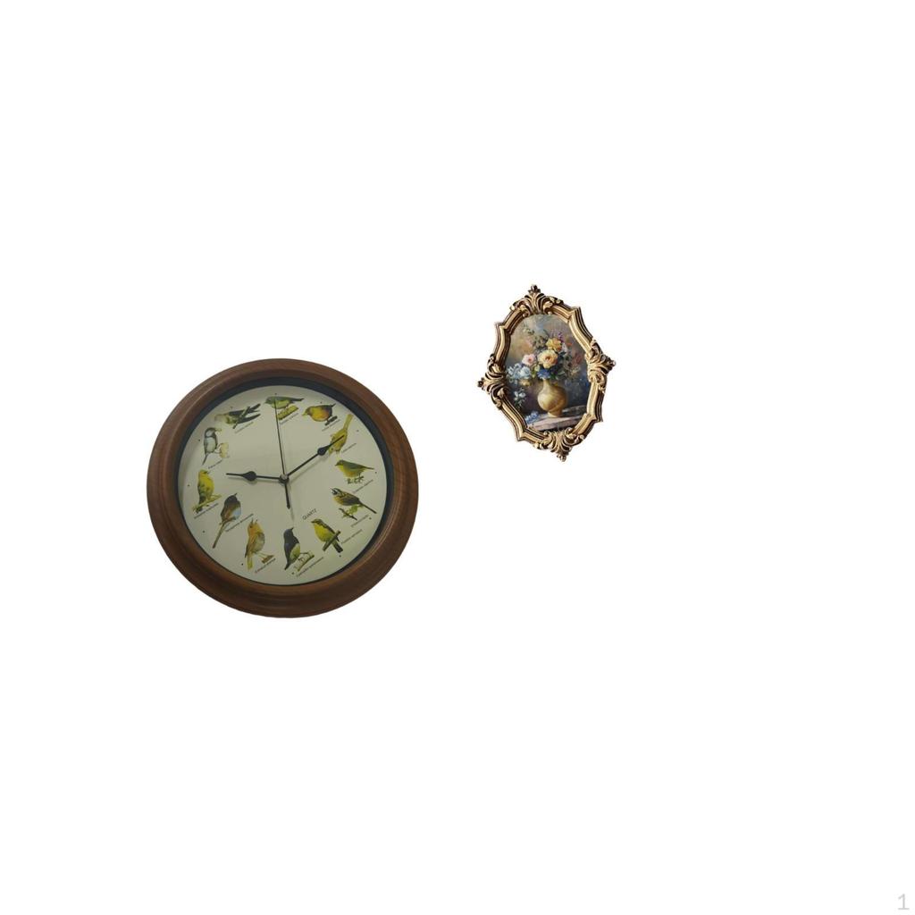 Elegant Birdsong Wall Clock And Vintage Resin Photo Frame Art for Dining Room Office Bedroom Gallery