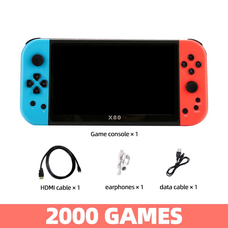 Портативная игровая консоль X80, 7-дюймовый HD-экран, Аркадный PS1-эмулятор, Многофункциональная, Ностальгия, Классика, Ручная игровая консоль PSP