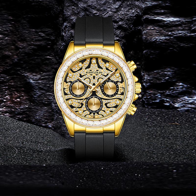Fashionable KIMSDUN New Men's Quartz Watch Three Eye Six Needle Tiger Pattern Waterproof Night Light Men's Quartz Watch