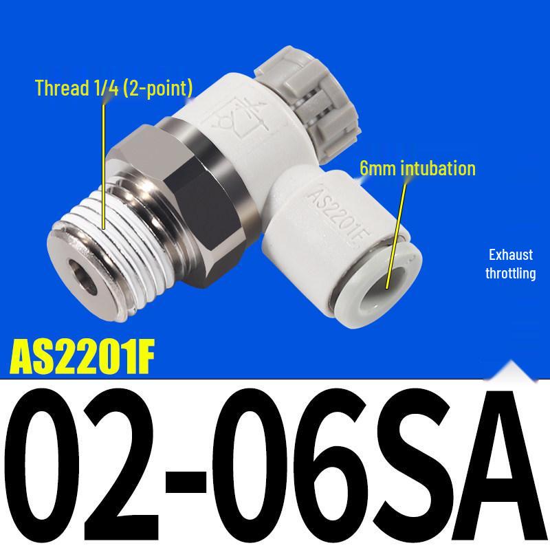 SMC AS1201F Pneumatic Speed Control Valve - Adjustable Throttle Push-Lock Fitting for Cylinder Control